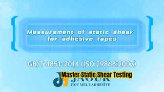 Measurement of static shear for adhesive products